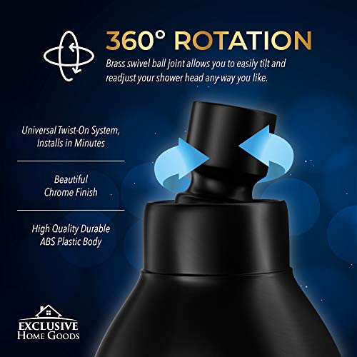 High Pressure Shower Head Matte Black - Powerful Deluxe Bathroom Showerhead with Strong Spray Stream and Small Silicone Nozzles - Universal Fit Works with High and Low Water Flow Showers-2.5 GPM - Thumbnail 5