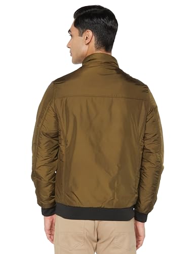 Image of Qube By Fort Collins Men's Padded Sports Jacket - Warm Bomber Jacket for Men | Full Zip Stand Collar Winter Jacket with Rib Cuffs & Zip Side Pockets for Gym, Commute & Winter Wear
