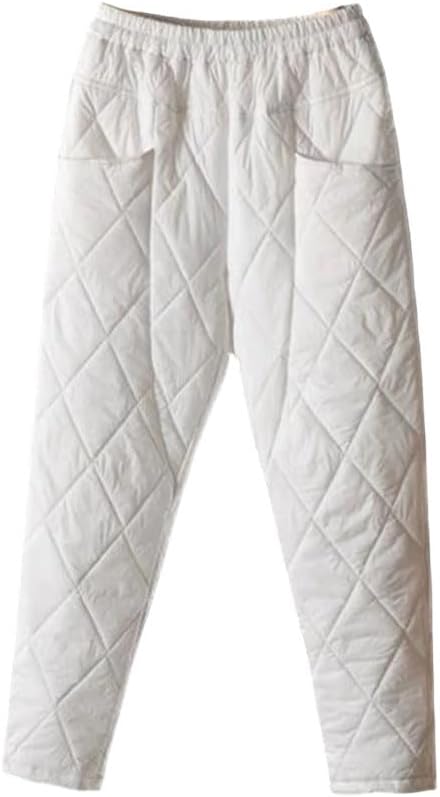 Women's Winter Thick Warm Harem Pants Slim Fit Plaid Padded Quilted Cotton Sweatpants