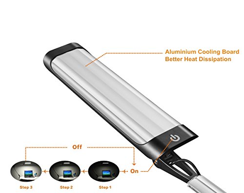 Ebyphan Metal Architect Led Desk Lamp,Adjustable Swing Arm Task Lamp,Dimmable Drafting Table Lamp With Clamp,3 Levels Light Switch,Modern Touch Control,12W,Silver #TOP2