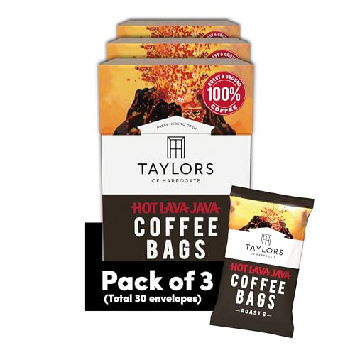 Taylors of Harrogate, Roast 6, Hot Lava Java Coffee Bags, 3 Boxes of 10 (Total 30 Bags)