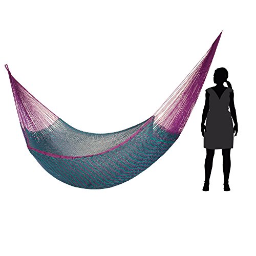 Novica Purple Green Teal Hand Woven Nylon Mayan 2 Person Xl Rope Hammock, Royal Pheasant' (Double) #TOP4