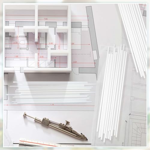 Image of Outus 80 Pcs ABS Round Plastic Tube 4 Sizes 3 /4 /5 /6mm White Bars Rod Hollow Tubing Connector Plastic Rod for DIY Crafts Sand Table Architectural Model Making