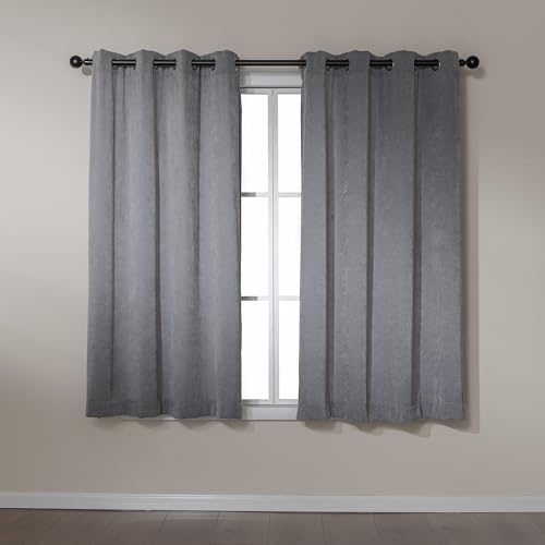 Image of Amazon Basics Chenille Room Darkening Curtains, Light Filtering Window Drapes for Bedroom and Living Room, 2-Panel Set with Grommets, 52 inch W x 63 inch L, Grey Diamond