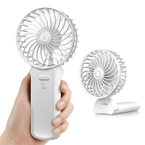 Handventilator Hand Ventilator Klein, Faltbarer USB Mini Fan Akku Ladbar 4 Geschwindigkeiten, Tragbarer Ventilator Rechargeable Tischventilator Portable Fan für Büro&Outdoor&Reisen&Camping - Weiß Handventilator Hand Ventilator Klein, Faltbarer USB Mini Fan Akku Ladbar 4 Geschwindigkeiten, Tragbarer Ventilator Rechargeable Tischventilator Portable Fan für Büro&Outdoor&Reisen&Camping - Weiß