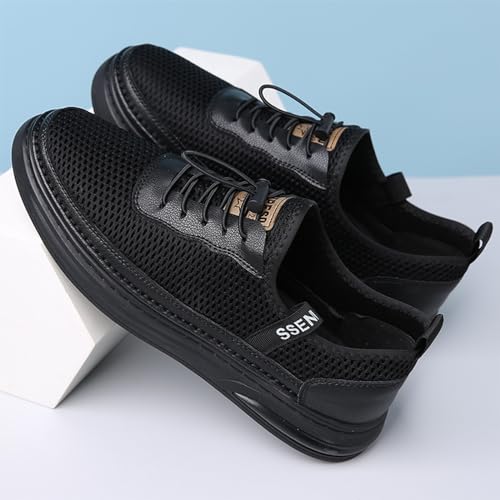 Mens Fashion Mesh Cutout Low Top Soft Sneakers Comfortable Slip On Lace Up Breathable Lightweight Non Slip Platform Casual Oxfords Business Dress Walking Driving Shoes4