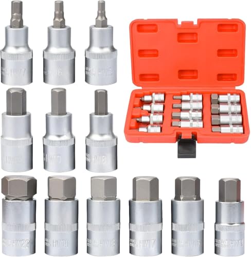 Coffret de 12 clés Allen, douilles, six pans creux, 1/2 pouce pour clés Allen, embouts hexagonaux 5-22 mm