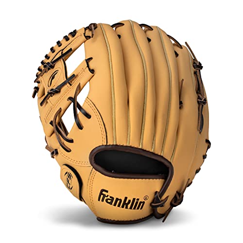 Image of Franklin Sports Baseball + Softball Glove - Field Master Baseball + Softball Mitt - Adult + Youth Glove - Men's + Women's Baseball + Softball Gloves - Left Hand Throw - 11 inch - Camel Brown