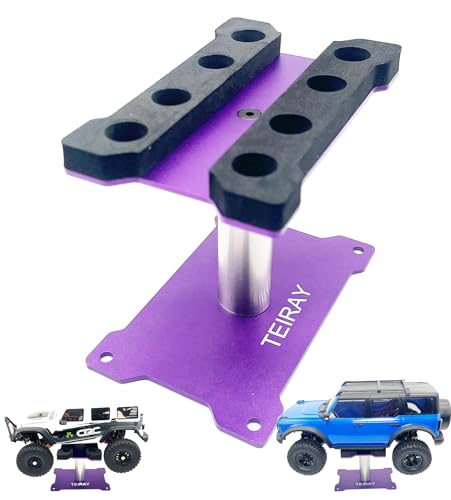 TEIRAY RC Car Work Stand Mat Repair Workstation Aluminum 360 Rotation Height Body Mounts for 1/16 1/18 1/24 SCX24 TRX4M Scale Cars Trucks RC car Display Stand (Purple)
