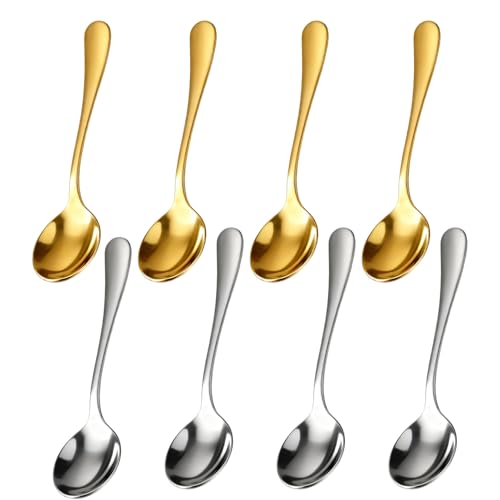 Petites Cuillères à Café, Lot de 8 Mini Cuillères à Expresso, Petite Cuillère en Acier Inoxydable, Mini 7,5 Cm Cuillère Remuer pour la Cuisine, pour Épices, Sel, Miel, Sucre Et Épices