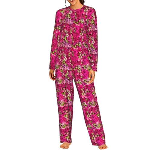 Pyjama assorti femme doux pour peau sensible motif roses