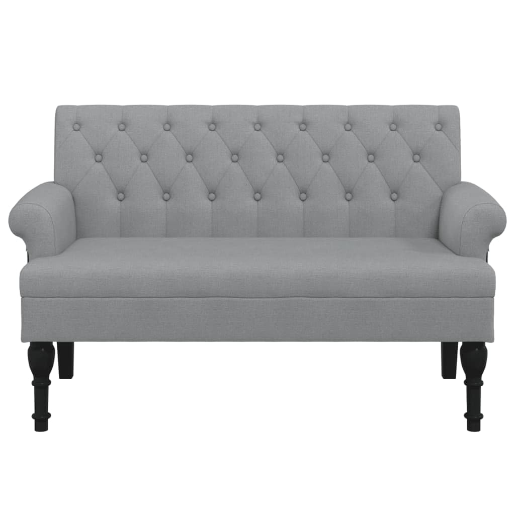 Sofá con respaldo y reposabrazos de tela duradera sobre marco de madera resistente, sofá con patas antiguas y elegantes para una experiencia de asiento elegante en color gris claro