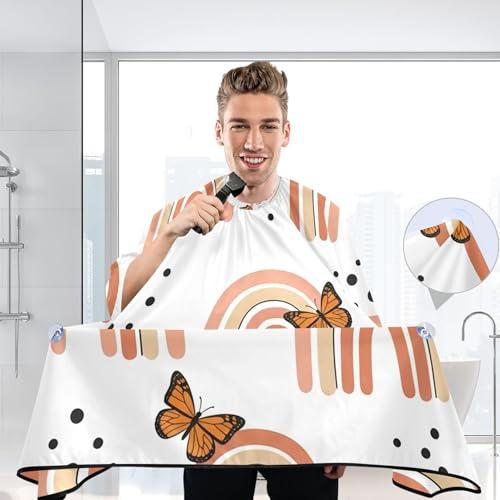 Burbuja Rainbow Butterflies Capa para Barbero, Capa de Corte de Pelo con Cuello Ajustable Impermeable de Poliéster para Adultos Unisex miniatura 6