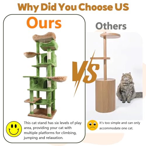 Torre para gatos de 68 pulgadas con rascadores y hamacas miniatura 6