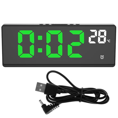 Digital Alarm Clock with Battery Backup Large Numbers USB Charging Port 3 Adjustable Alarm Volumes 5 Dimmers Date Snooze 12/24H Plug in Electric Clock 7inch LED Display Electric Desk Clock for Bedroom