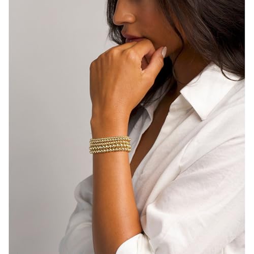 image for 17 MILE 5 Pcs Gold Beaded Bracelet Set for Women, 14K Gold Plated Stac