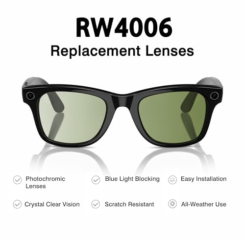 Image of YEIN Replacement Lenses for Ray-Ban Meta RW4006 /RW4012(50mm), Photochromic /Blue Light Blocking /Polarized Sunglasses Lenses