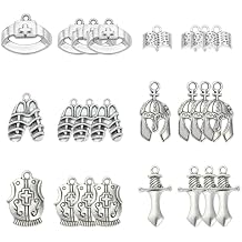 70 Pcs 10 Styles Silver Gold Armor of God Costume Bible Charms for Jewelry Making Bulk Assorted Alloy Sword Charms Pendants for Earrings Necklaces Bracelets DIY Supplies