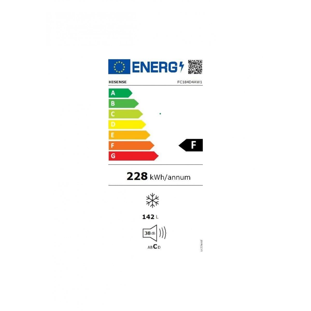 Hisense FC184D4AW1 - Congelatore a Pozzo, Livello di rumorosita 40 dB, 142 L, Bianco, 62.5 x 55.9 x 85.4 cm