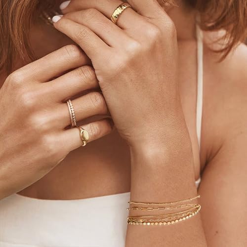 FANZE Paperlip Bracelets for Women Cubic Zircon 14k Gold Plated Chain Bracelets Charm Jewelry Gift for Wedding Birthday Party Prom Chrismas2