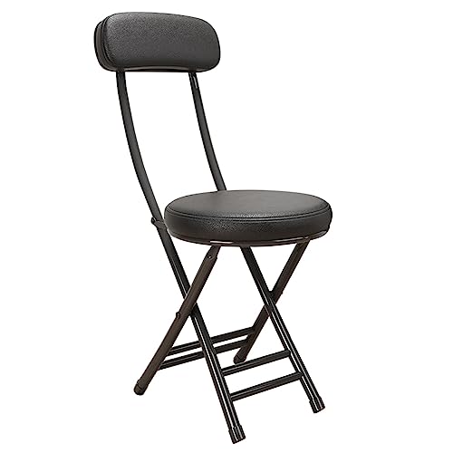 Silla plegable portátil con respaldo, taburete ligero que ahorra espacio para el hogar y la oficina, cómodo cojín acolchado, diseño duradero (color: negro)