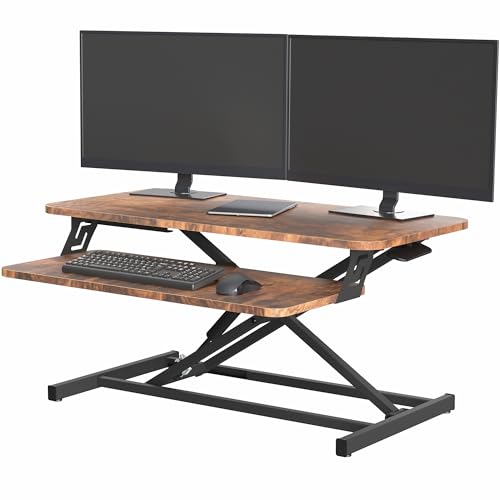 VIVO 32" Manual Spring-Lift Standing Desk Converter – Vintage Brown
