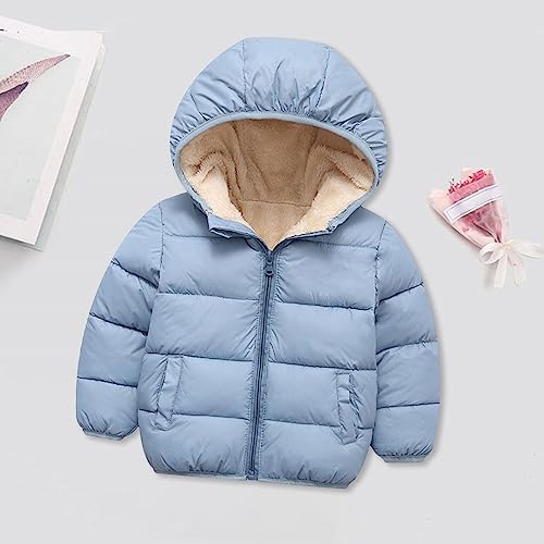 Autumn Winter Toddler Girl Boy Long Sleeved Hooded And Down Padded Jackets 2 To 7 Cargo (>3-Light Blue, 4-5 Years)3