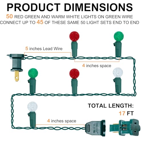 Luces Navideñas LED G15 50 LEDs 17ft Exterior e Interior miniatura 6