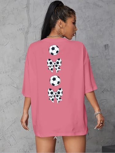 Image of ALLTB Soccer Cup 2026 Shirt Soccer Mom Shirts Women Oversized Football Match Season Jersey Bow T-Shirt Short Sleeve Top