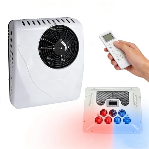 15000 BTU 12V RV Air Conditioner, Quiet Thin Electric Parking AC Unit with Cooling & Heating, Efficient Scroll Compressor for Motorhome, Camper Van, Truck