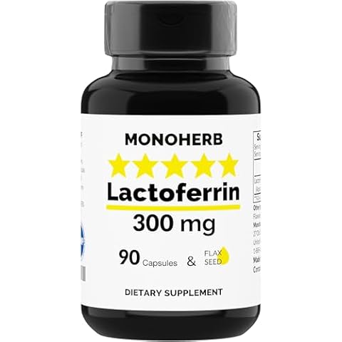 MONOHERB Lactoferrin 300 mg per Capsule - 90 Vegetarian Capsules - Made in USA Cover