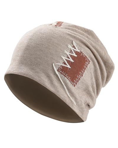 AWAYTR Slouchy Beanie Hat for Women - Fashion Knit Skull Cap Lightweight Chemo Hats Nightcap for All Seasons (Beige)