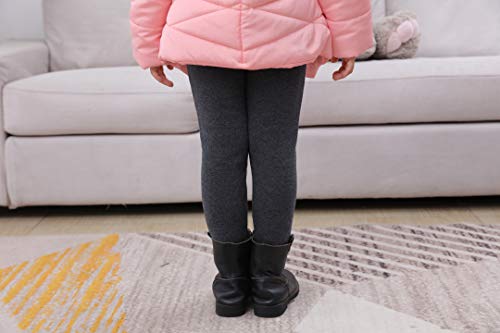 IRELIA 2 Pack Girls 100% Cotton Fleece Lined Warm Leggings for Winter BLG XS Black/Light Grey - image 6