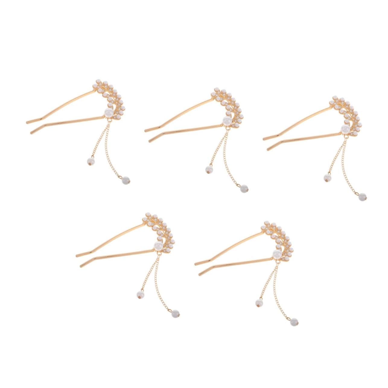 Épingle cheveux chignon forme U perles pince antidérapante stable - 8