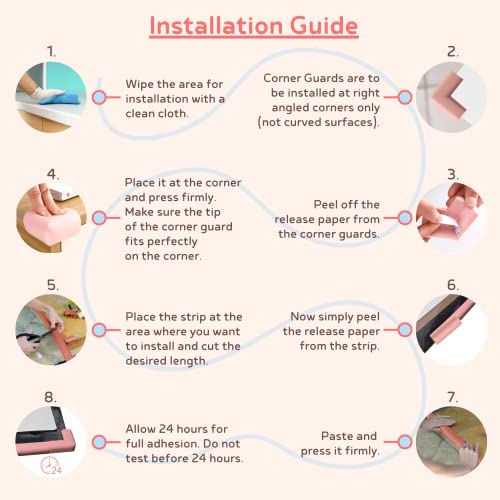 Image of BabySafeHouse 6.5ft Brown Edge Guard & 4 Corner Protector + Door Stopper | Extra Long 6.5ft Brown Edge Guard, 4 Pre-Taped Corner Guards, Monkey Shape Door Stopper for Baby Proofing & Child Safety