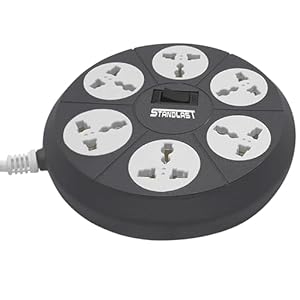 Standlast Extension Board Cord 10 AMP 220V 6-Socket Surge Protector Multi Plug Spike Guard with 1.8 Meter Cord-Grey