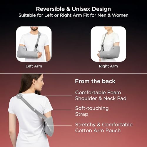 Image of Dr Trust USA Tropical 4201 Arm Sling Pouch for Fracture, Shoulder & Forearm Support Adjustable Orthopedic Arm Immobilizer with Thumb Cradle for Fracture Recovery for Men & Women - XL /XXL