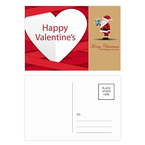 Cartes postales Happy Valentine's Day lot de 20 design Red Stripes et Père Noël