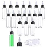 BOMEX 20 Pack 1oz Dispensing Bottles with Twist Top Cap,Small Plastic Squeeze Bottles Boston Round L