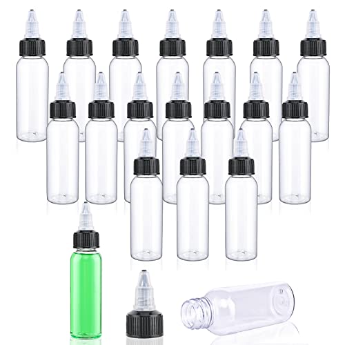 Bomex 20 Pack 1Oz Dispensing Bottles With Twist Top Cap,Small Plastic Squeeze Bottles Boston Round Ldpe Bottle For Crafts,Kitchen,Household，Art, Glue（Black） (Black 1Oz) #TOP5