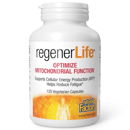 Natural Factors RegenerLife Capsules - Supports Cellular Energy & Combats Fatigue* - Mitochondria Support with Antioxidants - Non-GMO - 120 Capsules