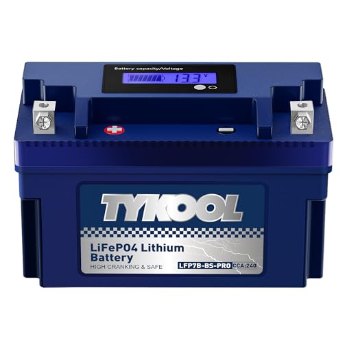 TYKOOL YT7B-BS 240 CCA 3X Cranking Amps 5X Life High Performance Lithium LiFePO4 Motorcycle Battery 12V 4Ah Fits for ATV Fits for Ducati 1198cc BRP (CAN-AM) 450cc ATV Yamaha 125cc 150cc Scooter