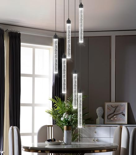 Image of Modern Crystal Pendants Lighting Mini Chandelier for Kitchen Island LED Dimmable Ceiling Handing Lighting Adjustable Flush Mount Ceiling Light for Dining Room Hallway