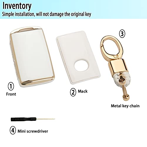 Utft-17 For Mazda Key Fob Cover 2022-2023,Gold Keychain Soft Tpu Full Protection Fit For Mazda 3 6 Sport Cx-50 Cx-3 Cx-5 Cx-7 Cx-9 Mx-5,White #TOP6