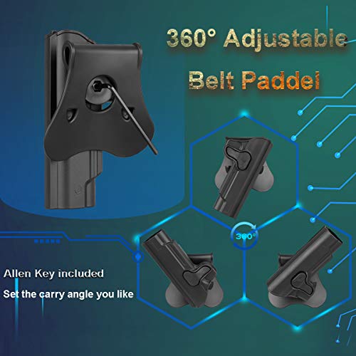 Owb Paddle 1911 Holster For Colt 1911 5" Kimber 1911/Rock Island Armory 1911/S&W 1911/Taurus 1911/Remington 1911 R1/Sig 1911/Ruger Sr1911/Springfield 1911/Elite Force 1911,360°Adjustable - Right Hand #TOP3