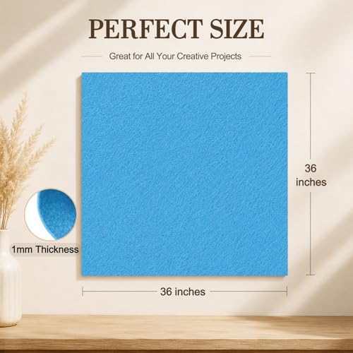 Image of Sky Blue Large Felt Fabric 36 inch x 36 inch (1 Square Yard), 1mm Stiff Felt Sheet, Nonwoven Fabric for Crafts, DIY Projects, Art, Sewing, Lining & Decorations