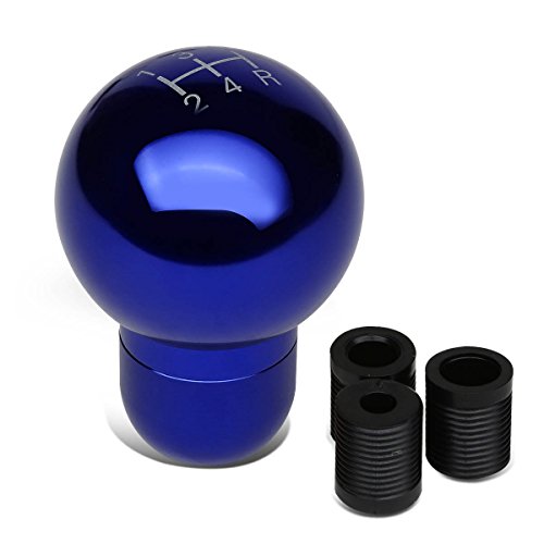 Auto Dynasty Aluminum 5-Speed Round Ball Design Shift Knob for Manual Transmission, with M8 M10 M12 Adapter, Blue
