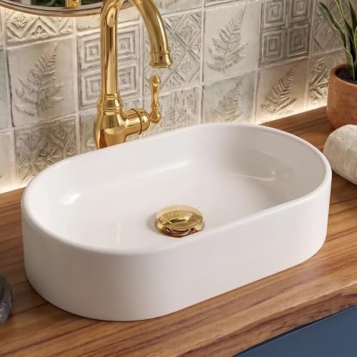 Cuba Pia de Banheiro Lavabo Polido Oval de Apoio Sobrepor - Branc...