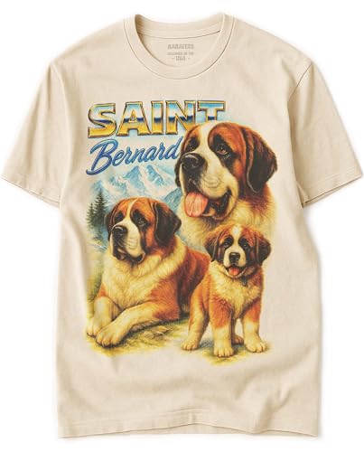 BABATEES Saint Bernard Heavy Metal Tshirt for Dog Mom & Dad 100% Natural Undyed Cotton for Men & Women