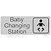 ComplianceSigns.com Baby Changing Station Engraved Sign with Symbol, for Restrooms, 8x3 in. Black on Silver Plastic
